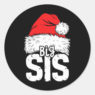 Sister Big Santa Christmas Family Matching Pyjamas Classic Round Sticker