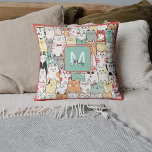 Sister Birthday Cat Kitties Name Monogram Throw Pillow<br><div class="desc">This throw pillow features a delightful and vibrant pattern of colourful cats that is sure to charm any cat lover or pet enthusiast. Each kitty's unique personality shines through in this watercolor-inspired design, making it a perfect addition to any room looking for a touch of whimsy and a pop of...</div>