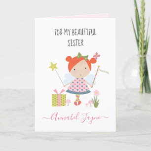 Sister birthday fairy girls whimsical Card