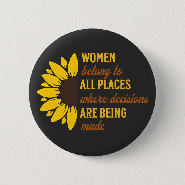  Sister Birthday Gift Feminist Sunflower Keepsake 2 Inch Round Button (Front)