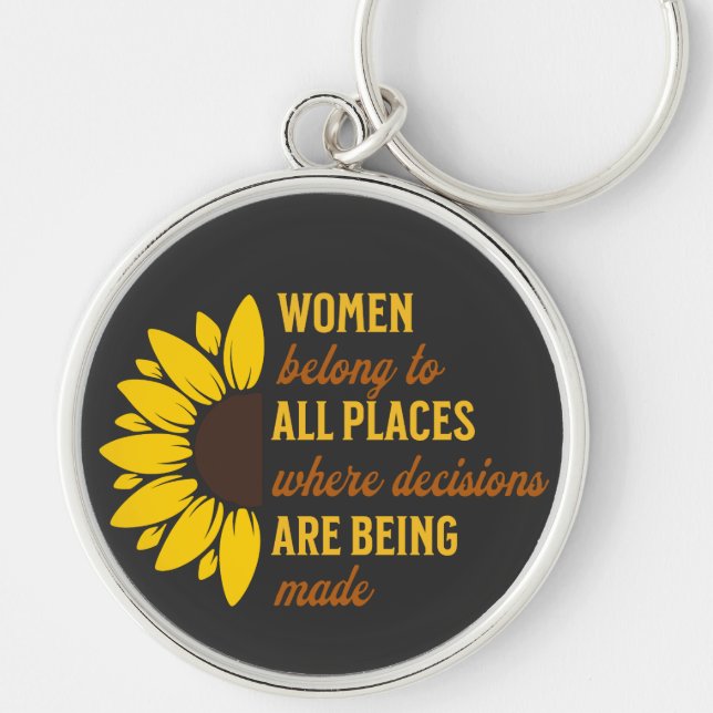 Sister Birthday Gift Feminist Sunflower Keepsake Keychain (Front)
