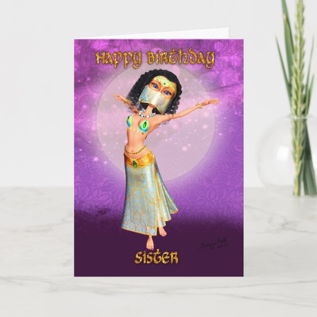 Sister Birthday Greeting Card With Cute Dancer (Front)
