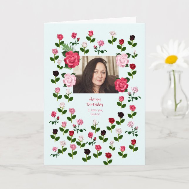 Sister, Birthday, Roses Card (Small Plant)