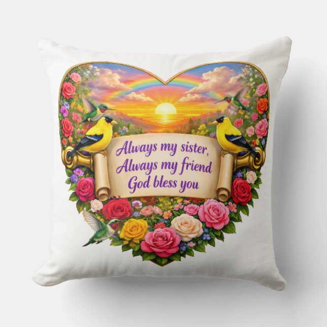 Sister Blessing Throw Pillow (Front)