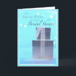 Sister, Bridal Shower Gifts, Light Blue & Silver Thank You Card<br><div class="desc">Wish your sister a lasting joy and happiness with this light blue card. It has silver gifts filled with your best wishes on her bridal shower.</div>