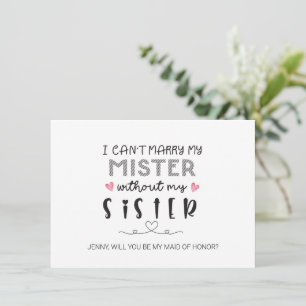 Sister bridesmaid proposal flat card