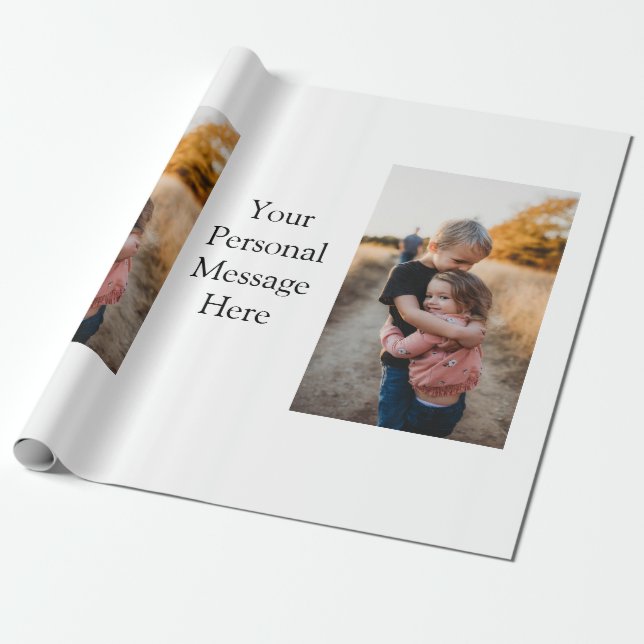 sister brother family add photo personal message h wrapping paper (Unrolled)