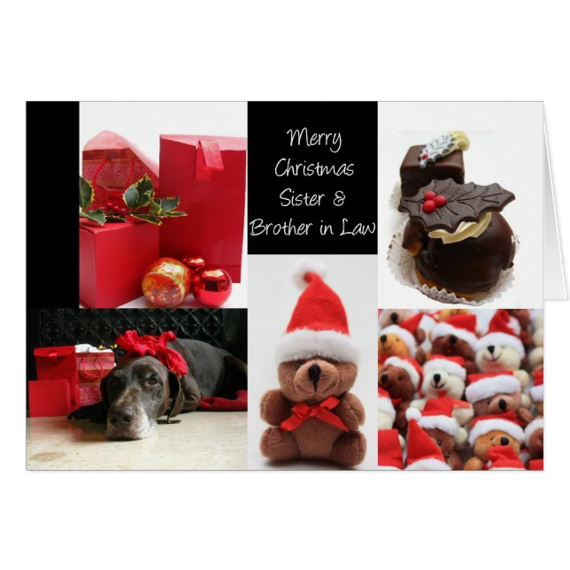 Sister & Brother in Law red christmas collage card (Front Horizontal)