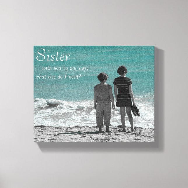 Sister By My Side Beach Scene Canvas Print (Front)