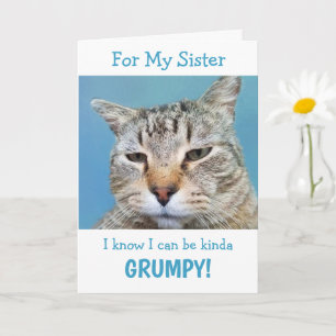Sister Cancer Moody Cat Folded Greeting Card