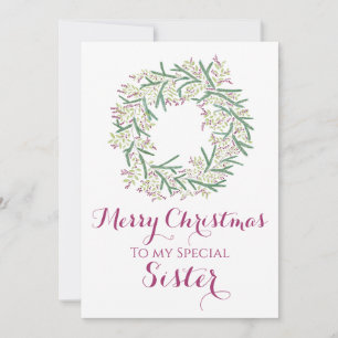Sister Christmas Card berries wreath