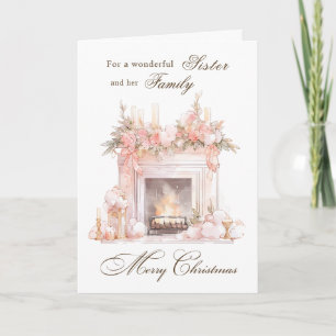 Sister Christmas Fireplace  Holiday Card