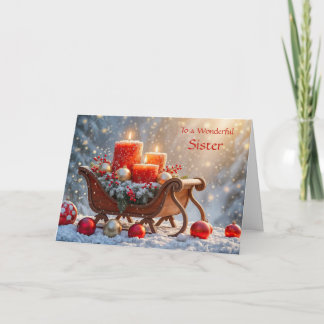 Sister Christmas Holiday Decorations in the Snow  Card