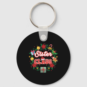 Sister Claus Christmas Santa Laurel Wreath Mistlet Keychain