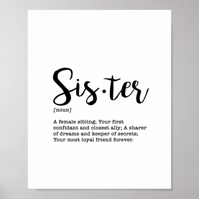 Sister Definition Art Print (Front)