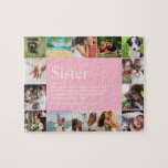 Sister Definition Collage Girly Pink 14 Photo Jigsaw Puzzle<br><div class="desc">14 photo collage jigsaw for you to personalise for your special sister to create a unique gift. A perfect way to show her how amazing she is every day. Designed by Thisisnotme©</div>