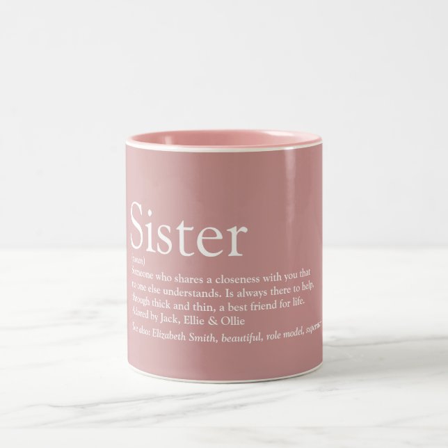 Sister Definition Dust Rose Pink Two-Tone Coffee Mug (Center)
