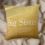 Sister Definition Glitzy Gold Glitter Glam Fun Throw Pillow<br><div class="desc">Personalize for your special sister or hermana (little or big) to create a unique gift. A perfect way to show her how amazing she is every day. Designed by Thisisnotme©</div>