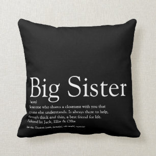 Sister Definition Modern Black and White Throw Pillow