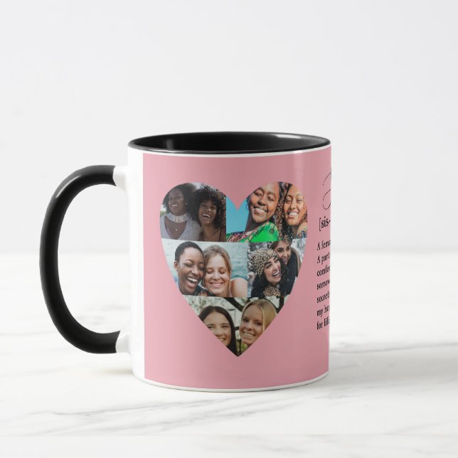 Sister Definition Photo Heart Collage Mug (Left)