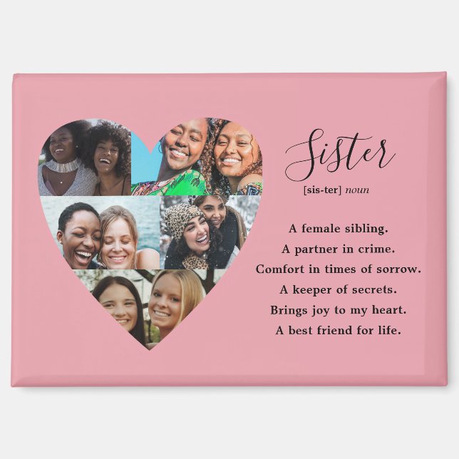 Sister Definition Pink Heart Keepsake Magnet (Front)