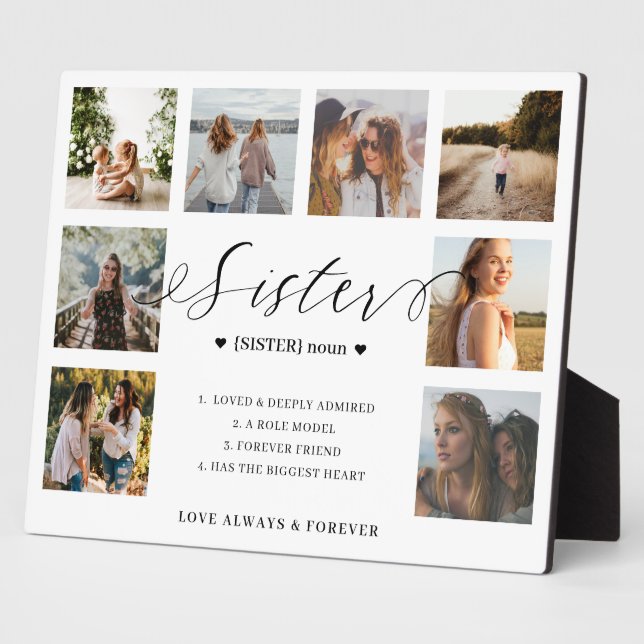 Sister Definition Script Photo Collage Keepsake Plaque (Side)