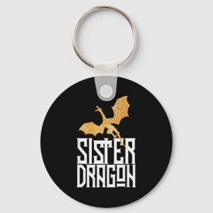 Sister Dragon Christmas Matching Family Tribe Girl Keychain