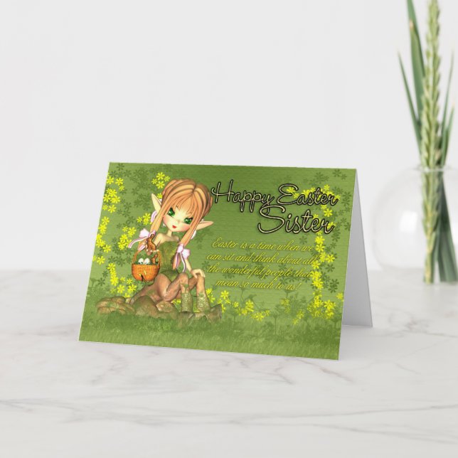 Sister Easter Card - Cute Centaur With Easter Bask (Front)