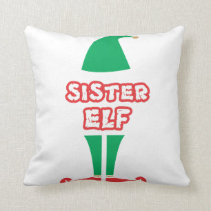 SISTER ELF FAMILY CHRISTMAS HOLIDAY SEASON THROW PILLOW