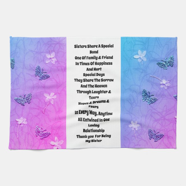 Sister Embellished Kitchen Towel (Horizontal)