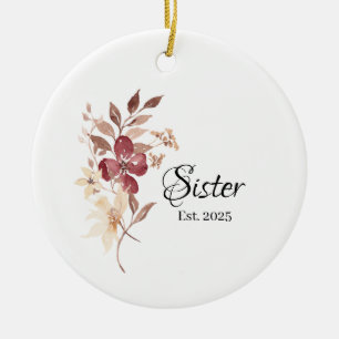 Sister Est. Year – Established Aunt Milestone Ceramic Ornament