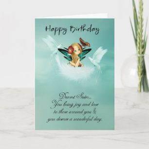 Sister Fairy Birthday Card With Doves