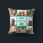 Sister fantastic at 40 birthday photo collage throw pillow<br><div class="desc">👉 Put a smile on a face with this awesome 40th birthday sister photo collage throw pillow! - Simply click to personalize this design 🔥 My promises - This design is unique and is designed with you in mind 🙏 Thank you for supporting my small business - If you would...</div>
