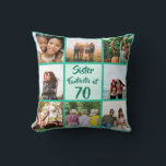 Sister fantastic at 70 birthday photo collage throw pillow<br><div class="desc">👉 Put a smile on a face with this awesome 70th birthday sister photo collage throw pillow! - Simply click to personalize this design 🔥 My promises - This design is unique and is designed with you in mind 🙏 Thank you for supporting my small business - If you would...</div>