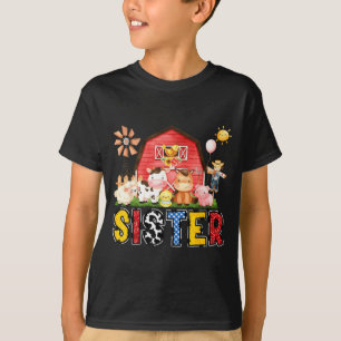 Sister Farm Cow Birthday Boy Matching Family Party T-Shirt