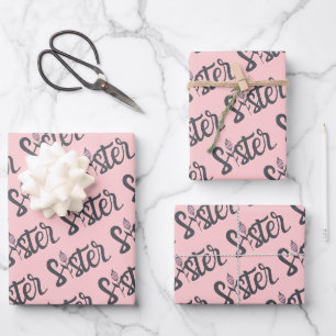 Sister Floral Wrapping Paper Flat Sheet Set of 3