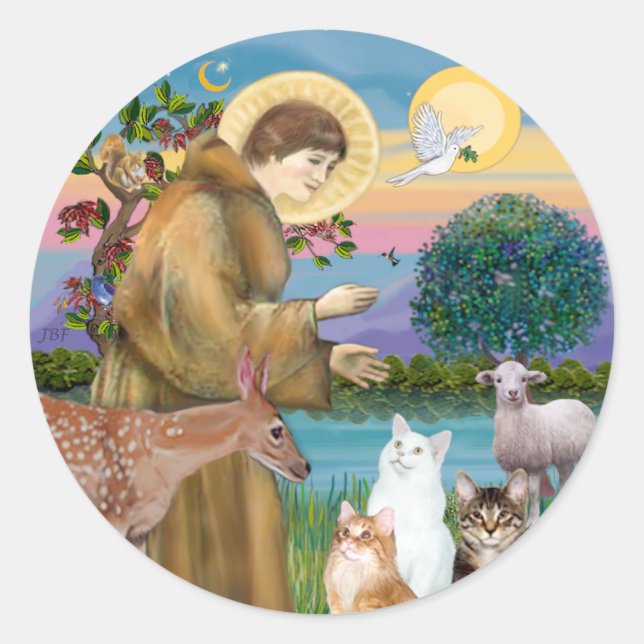 Sister Frances Blessing 5 cats Classic Round Sticker (Front)