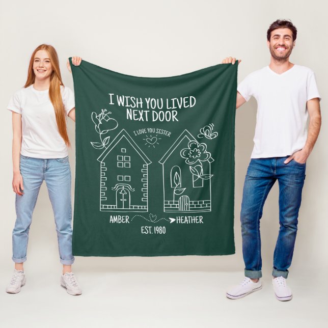 Sister Gift I Wish You Lived Next Door Photo Fleece Blanket (In Situ)