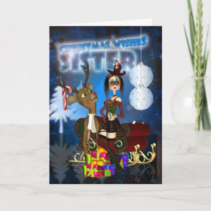 Sister Gothic Christmas Card, H.I.P. And Reindeer Holiday Card