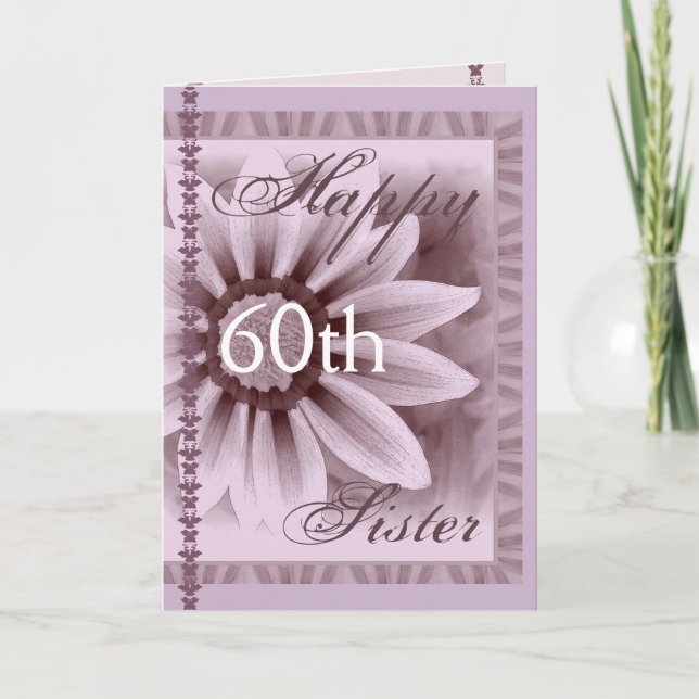 SISTER  - Happy 60th Birthday - LAVENDER Flower Card (Front)