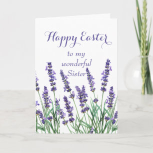 Sister Happy Easter Lavender Spring Garden Flower Holiday Card