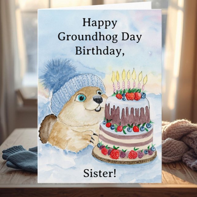 Sister Happy Groundhog Day Birthday  Card (Creator Uploaded)