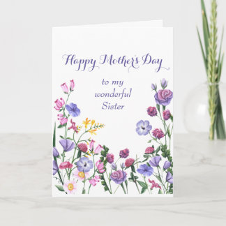 Sister Happy Mother's Day Colourful Garden Floral Holiday Card