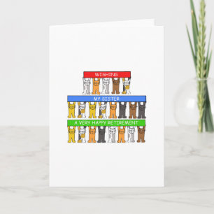 Sister Happy Retirement, Cartoon Cats. Card