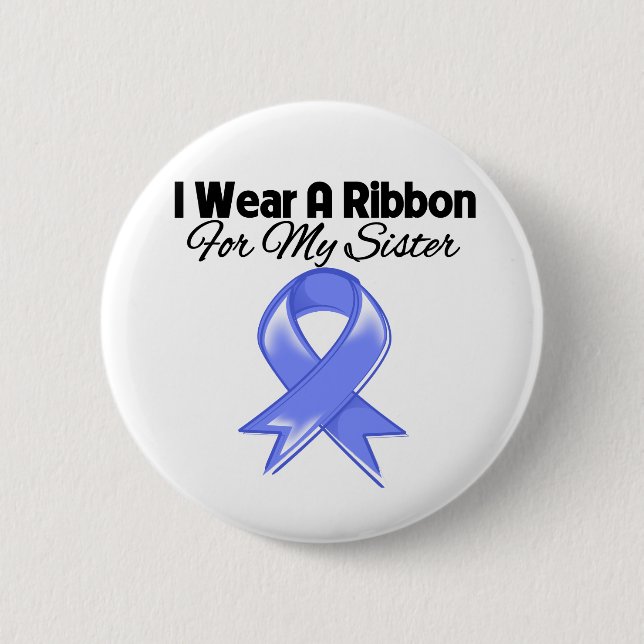 Sister - I Wear Periwinkle Ribbon 2 Inch Round Button (Front)