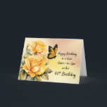 Sister in Law 60th Birthday Yellow Roses Butterfly Card<br><div class="desc">Shower your sister-in-law with love on her 60th birthday using this delightful card. Vibrant watercolor yellow roses and a playful monarch butterfly dance around sincere wishes. This card captures the essence of a joyful celebration,  making it the perfect choice to express your affection and celebrate the bond you share.</div>