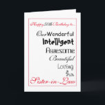 sister in law birthday card. 50th female.girls. card<br><div class="desc">from my heart</div>