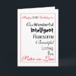 sister in law birthday card. 50th female.girls. card<br><div class="desc">from my heart</div>