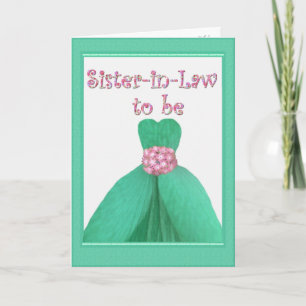 SISTER-IN-LAW Bridesmaid GREEN Flower Petal Dress Invitation