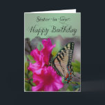 Sister-in-Law / Happy Birthday - Butterfly Card<br><div class="desc">Send your love and best Birthday wishes to your Sister-in-Law in this beautiful greeting card design of a black and white butterfly on a lovely pink flower with a pastel green border. An inner card verse is included for your use or you can customize it further with adding your own...</div>